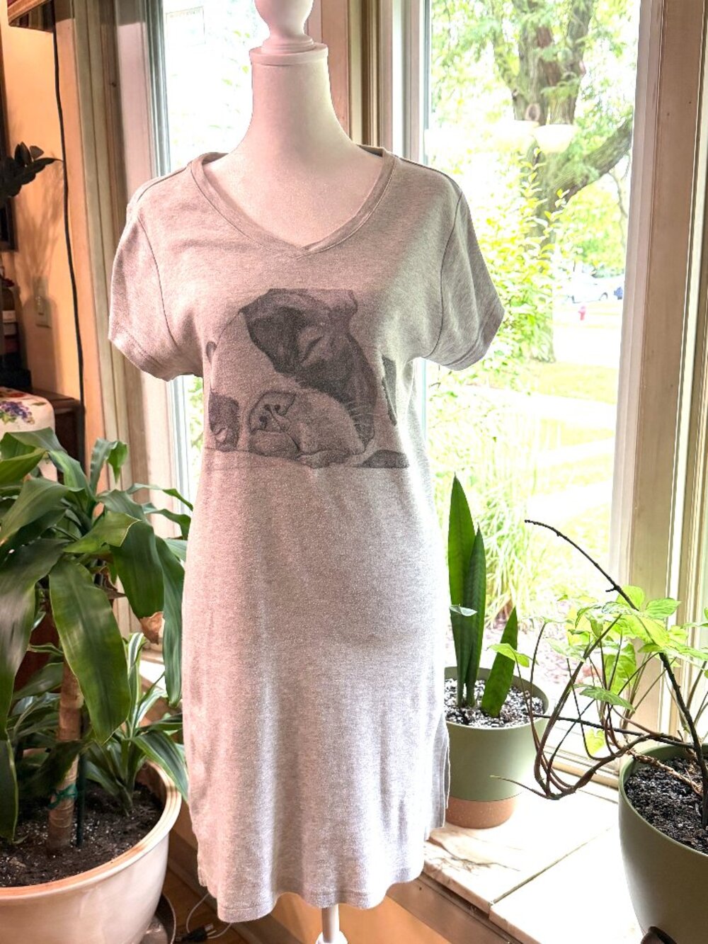 Boston Terrier Short Sleeve Pajama dress